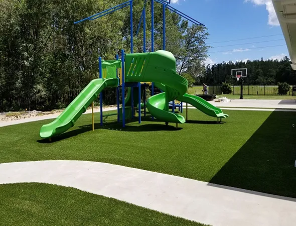 Synthetic playground surface installed at a church recreation area in Suwanee, GA