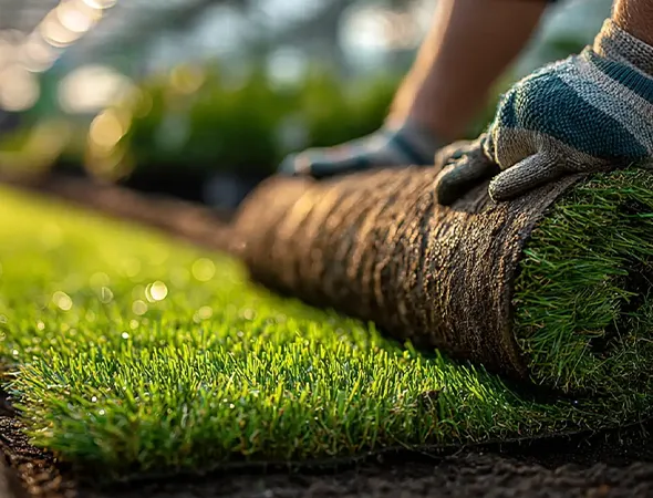 Artificial turf installation at a church courtyard in Braselton, GA