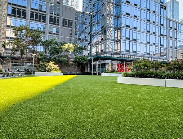 Artificial grass installed at a commercial property in Sandy Springs, GA