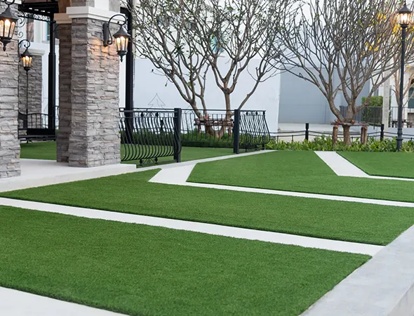 Synthetic turf walkway for a busy commercial property in Sandy Springs
