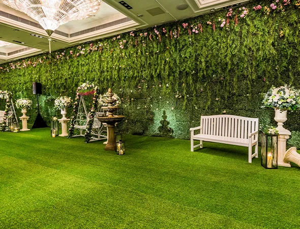 Mini golf course installed with synthetic turf for consistent putting surface